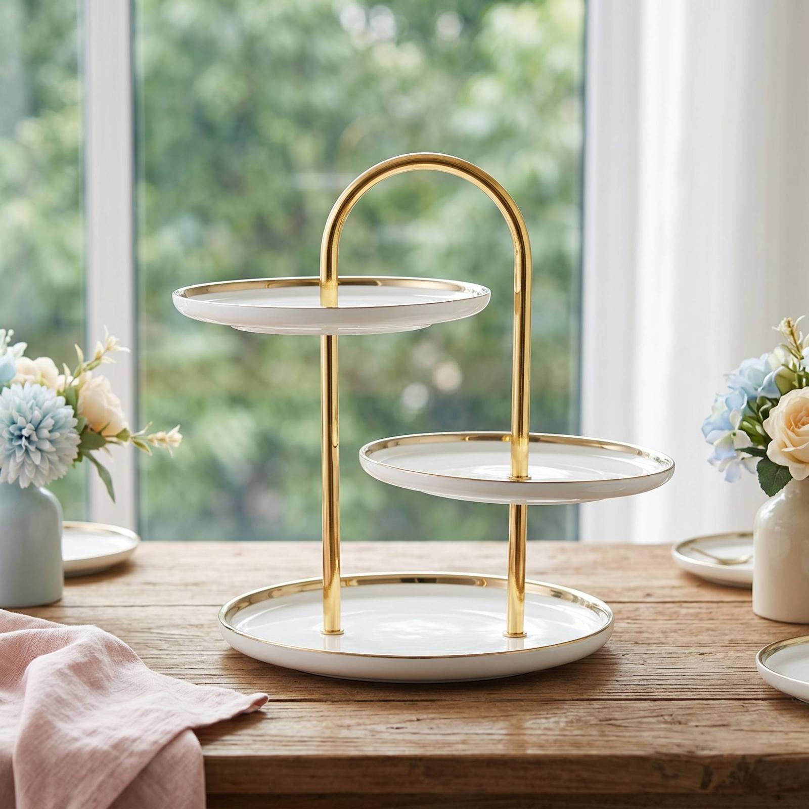 Cupcake Stand Tier - Wielopoziomowy stojak z uchwytem, ceramiczny zestaw
