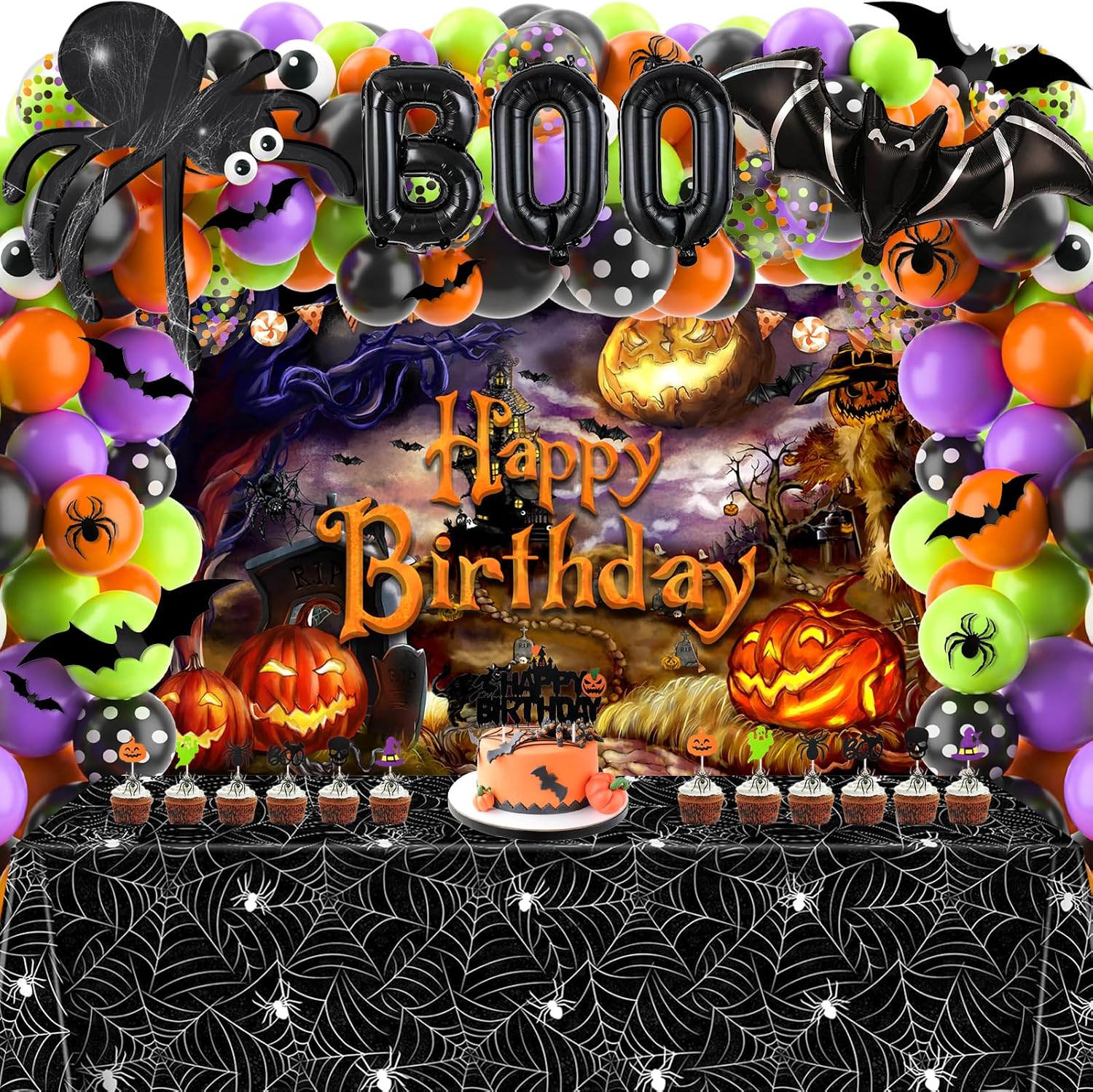 Balloon Arch Kit - Dekoracje na imprezę Halloweenową 105 szt.