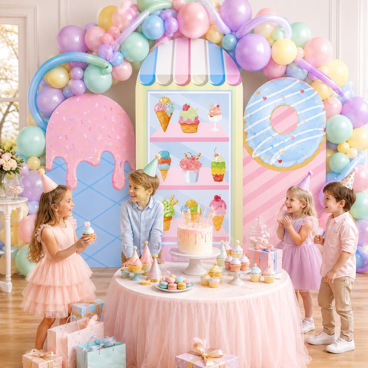Dessert Table Backdrop - Personalizowana, dwustronna tkanina na tło do