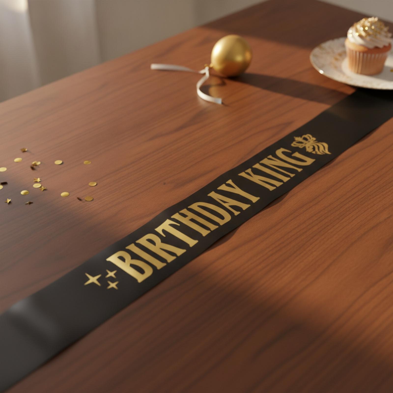 Birthday Sash Glitter - Korona urodzinowa króla, błyszcząca szarfa z