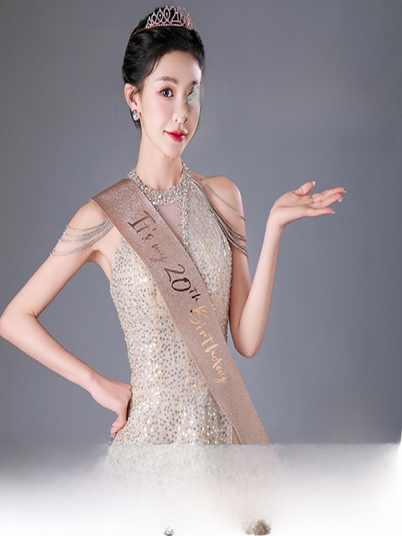 Korona w kolorze szampańskiego – Birthday Sash Glitter recenzja i cena