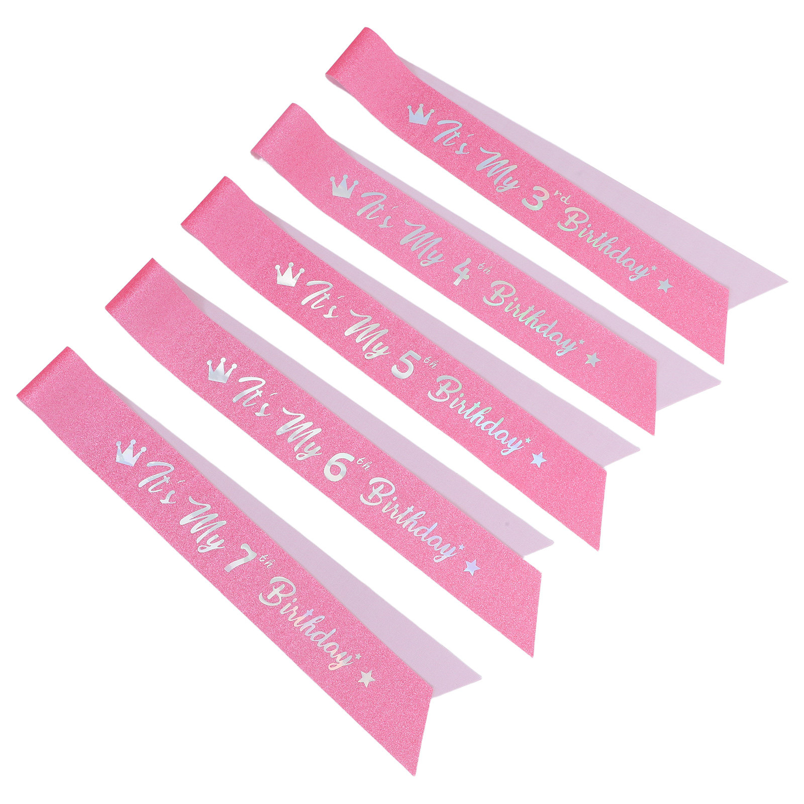 5 szt. Różowa brokatowa opaska – Birthday Sash Glitter recenzja i cena