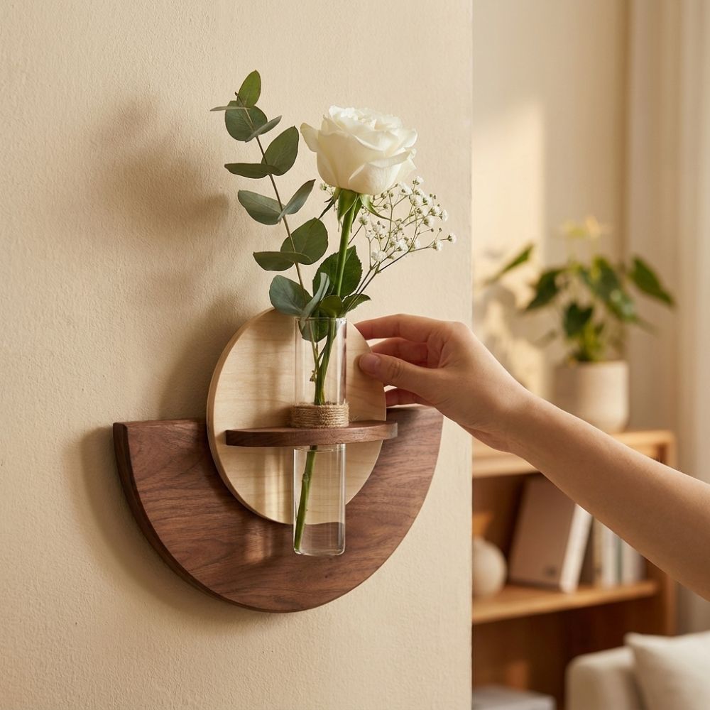 Owalny drewniany uchwyt ścienn – Flower Wall Panel recenzja i cena